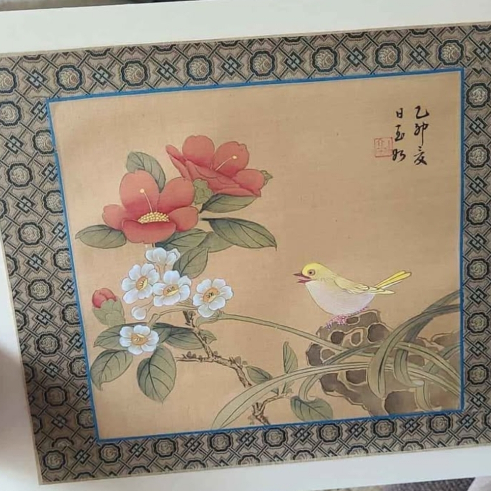 Floral and Bird Wall Art Decor chinoesiere paintings on silk fabric